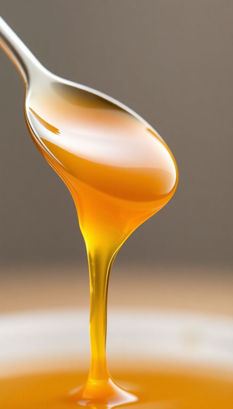 Honey Dripping From Spoon Golden Photorealistic Wallpaper