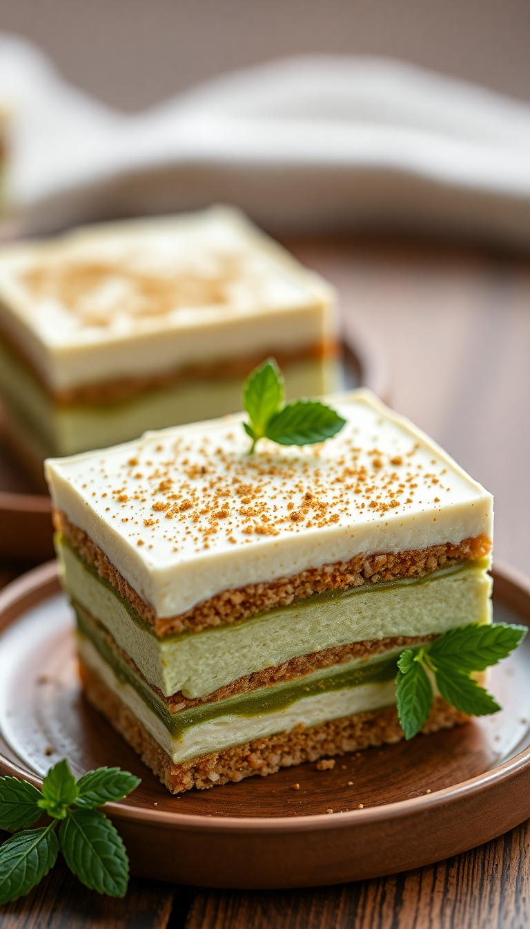 Matcha Tiramisu Layers Green Tea Photorealistic Wallpaper