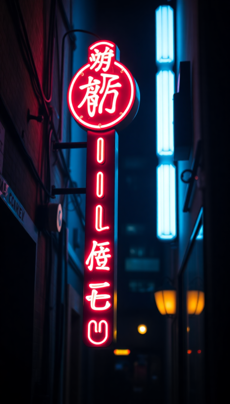 Neon Sign Flickering Dark Alley Aesthetic Wallpaper