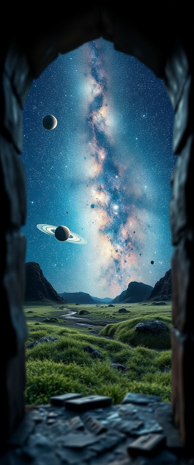 Keyhole View Showing Universe Stars Digital art Wallpaper