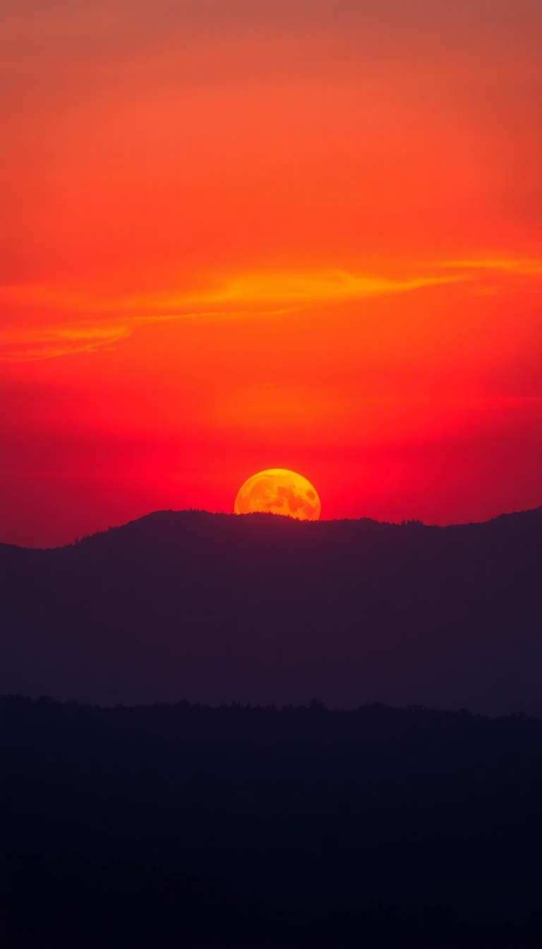 Sunset After Wildfire Smoke Creating Photorealistic Wallpaper