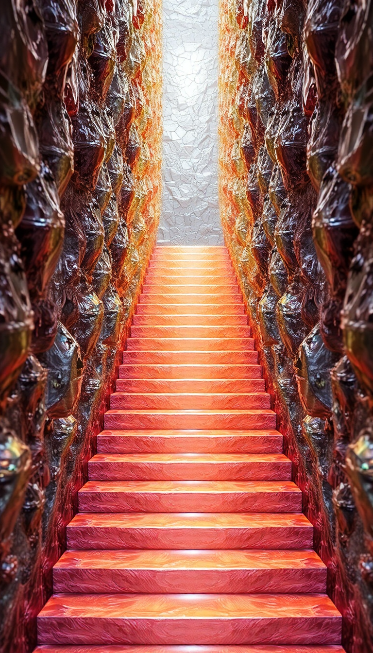 Bismuth Crystal Formation Rainbow Metallic Photorealistic Wallpaper