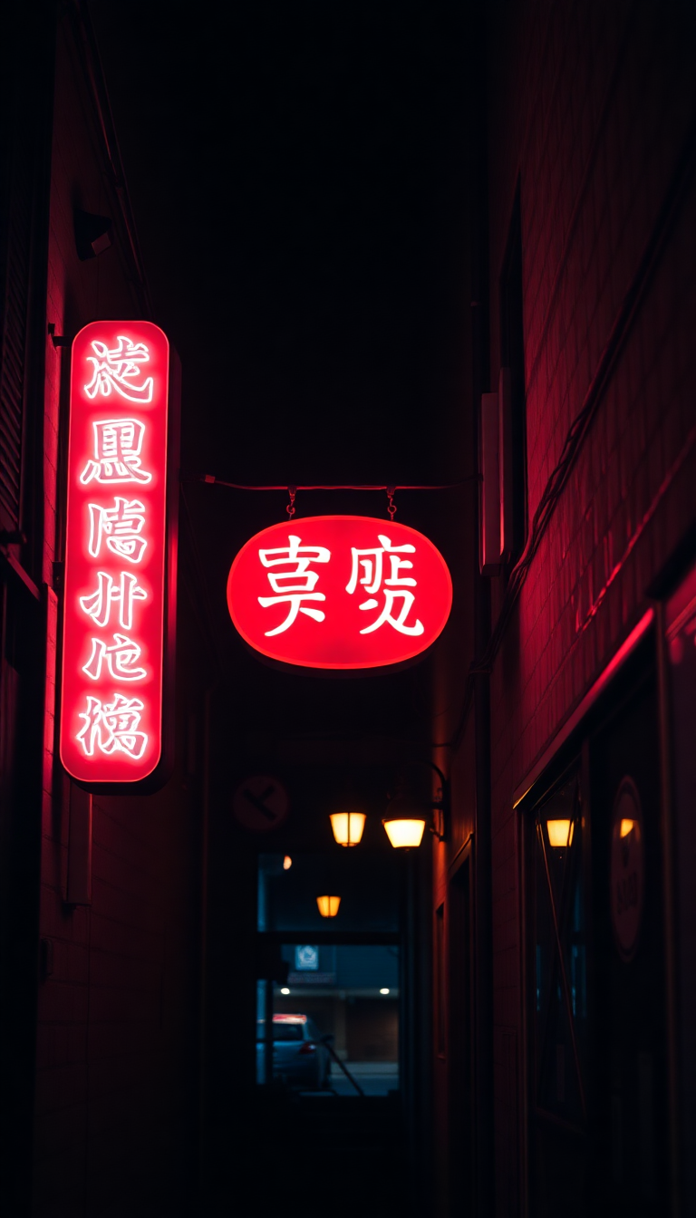 Neon Sign Flickering Dark Alley Aesthetic Wallpaper