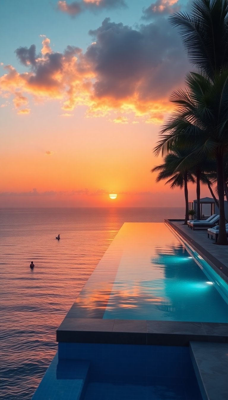 Infinity Pool Edge Overlooking Ocean Photorealistic Wallpaper