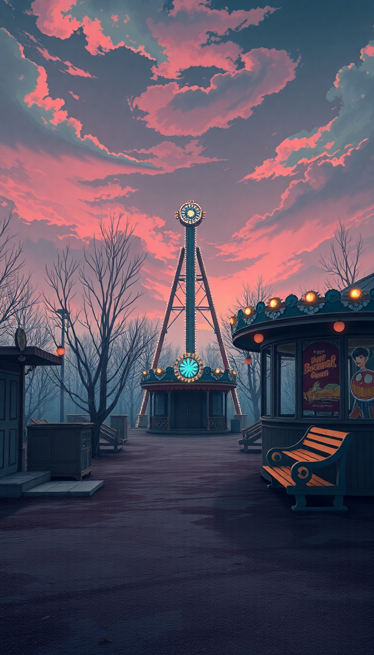 Abandoned Amusement Park Anime Eerie Anime Wallpaper