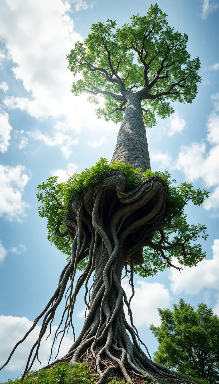 Tree Growing Upside Down Roots Digital art Wallpaper