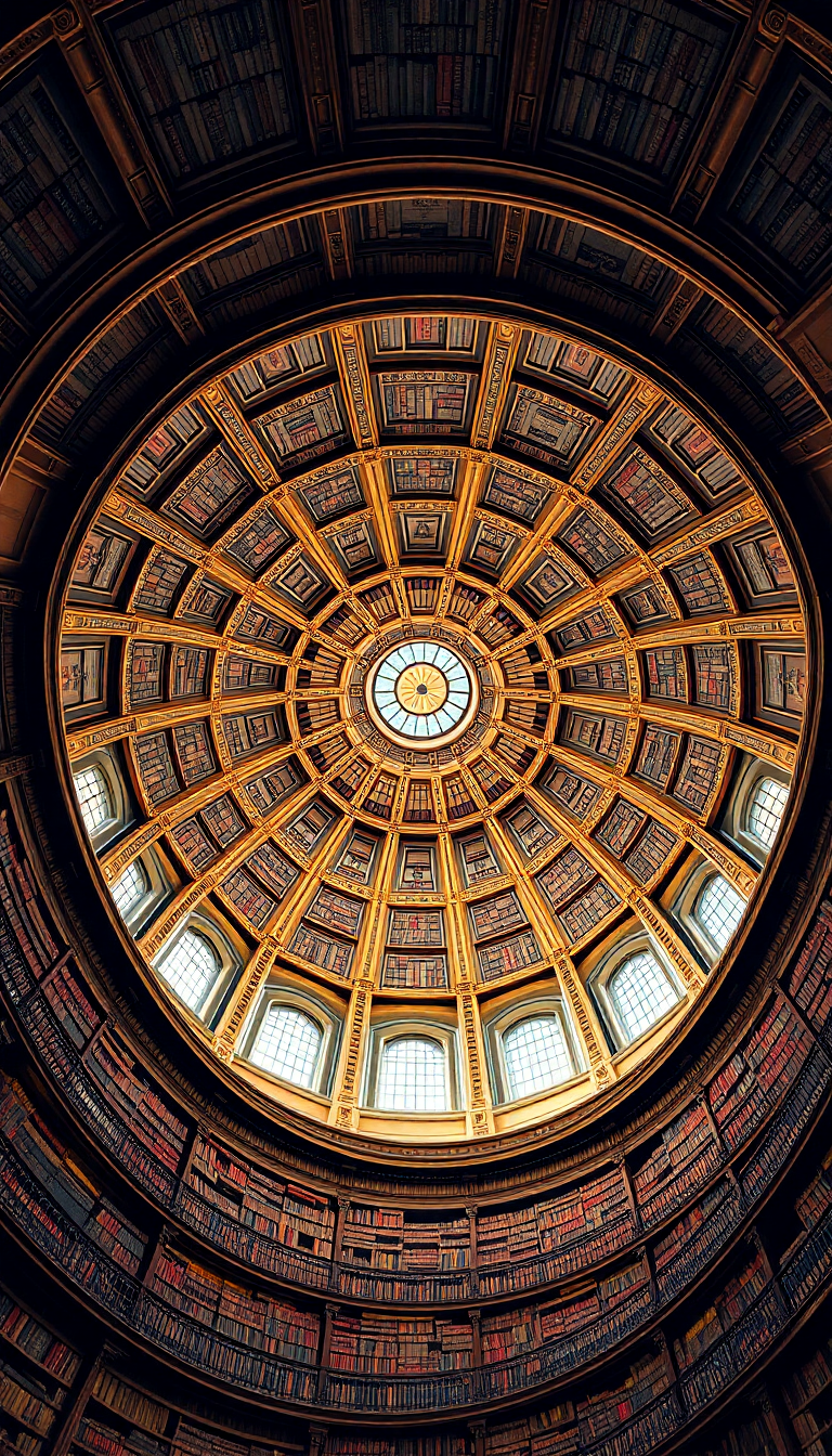 Library Spiral Dome Ceiling Old Photorealistic Wallpaper