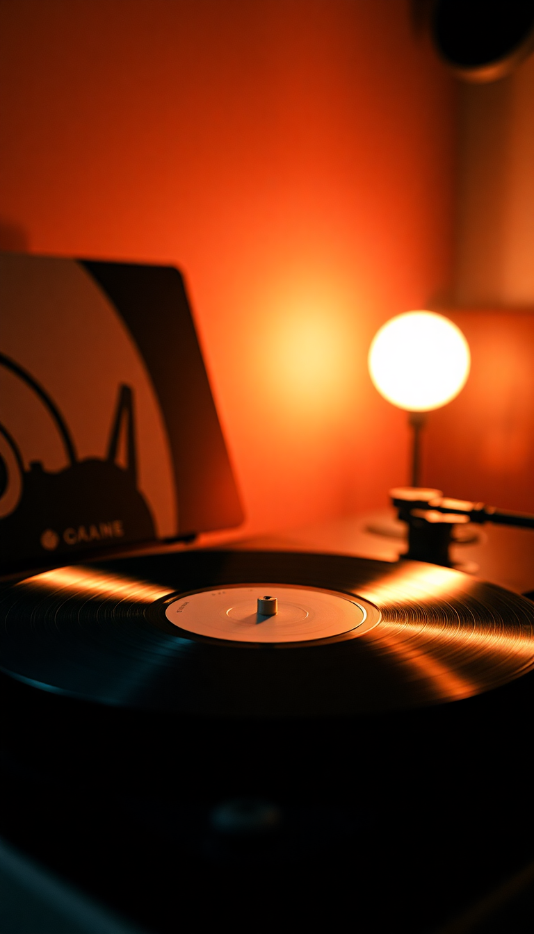 Vinyl Record Player Warm Lighting Photorealistic Wallpaper