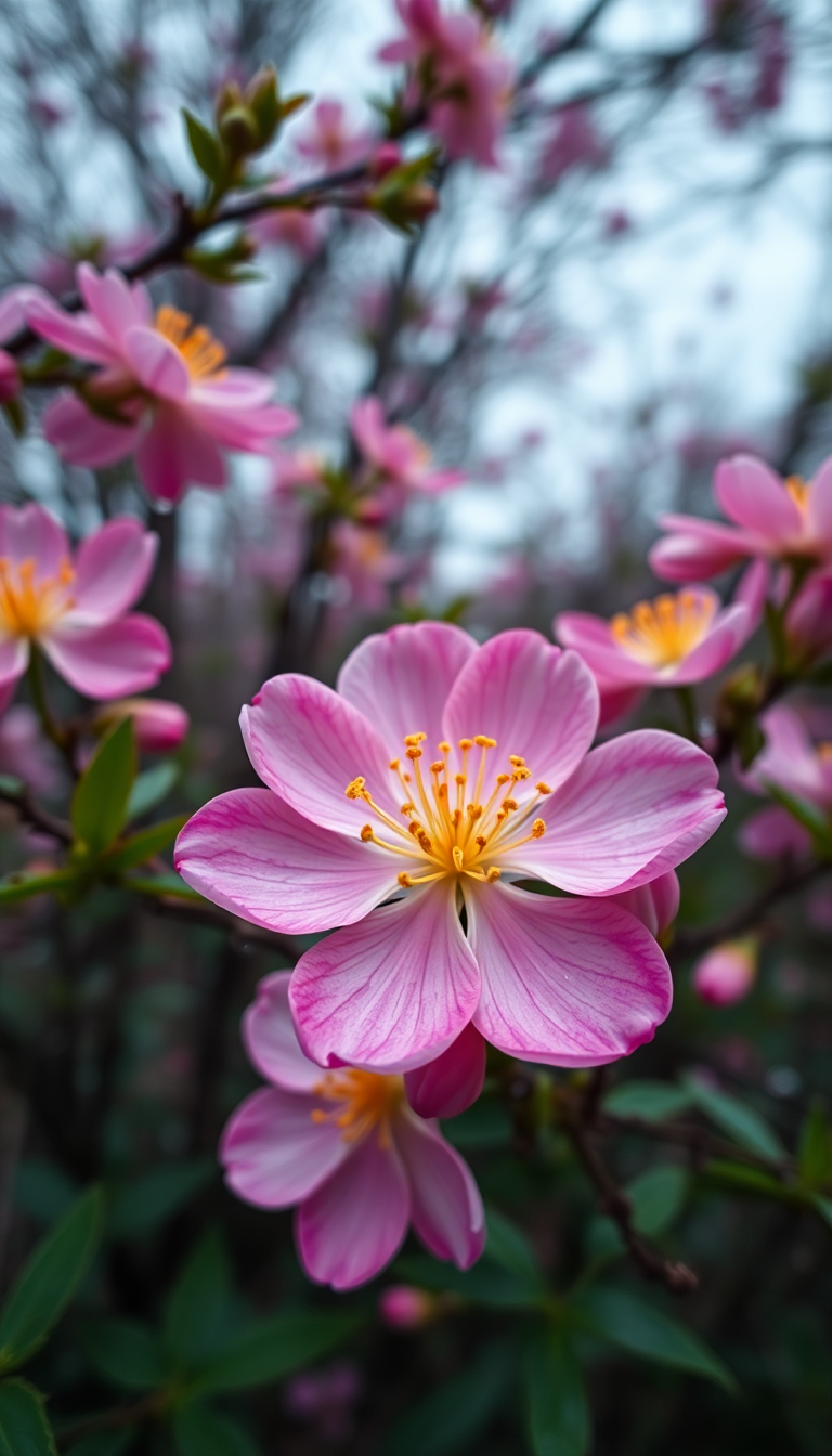 Spring Rain Flower Blooming Time Aesthetic Wallpaper
