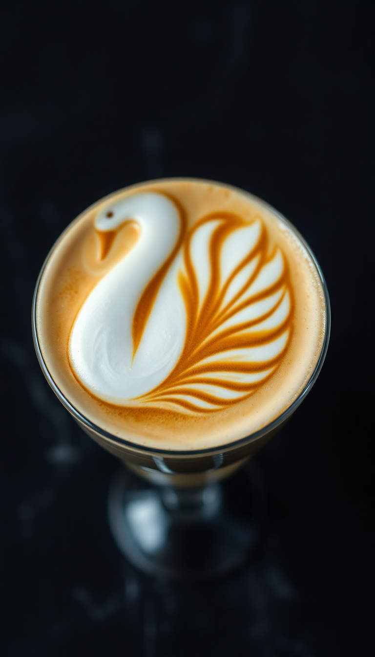 Perfect Latte Art Swan Milk Photorealistic Wallpaper