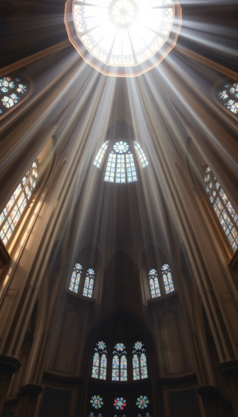 Cathedral Ceiling Stained Glass Light Photorealistic Wallpaper