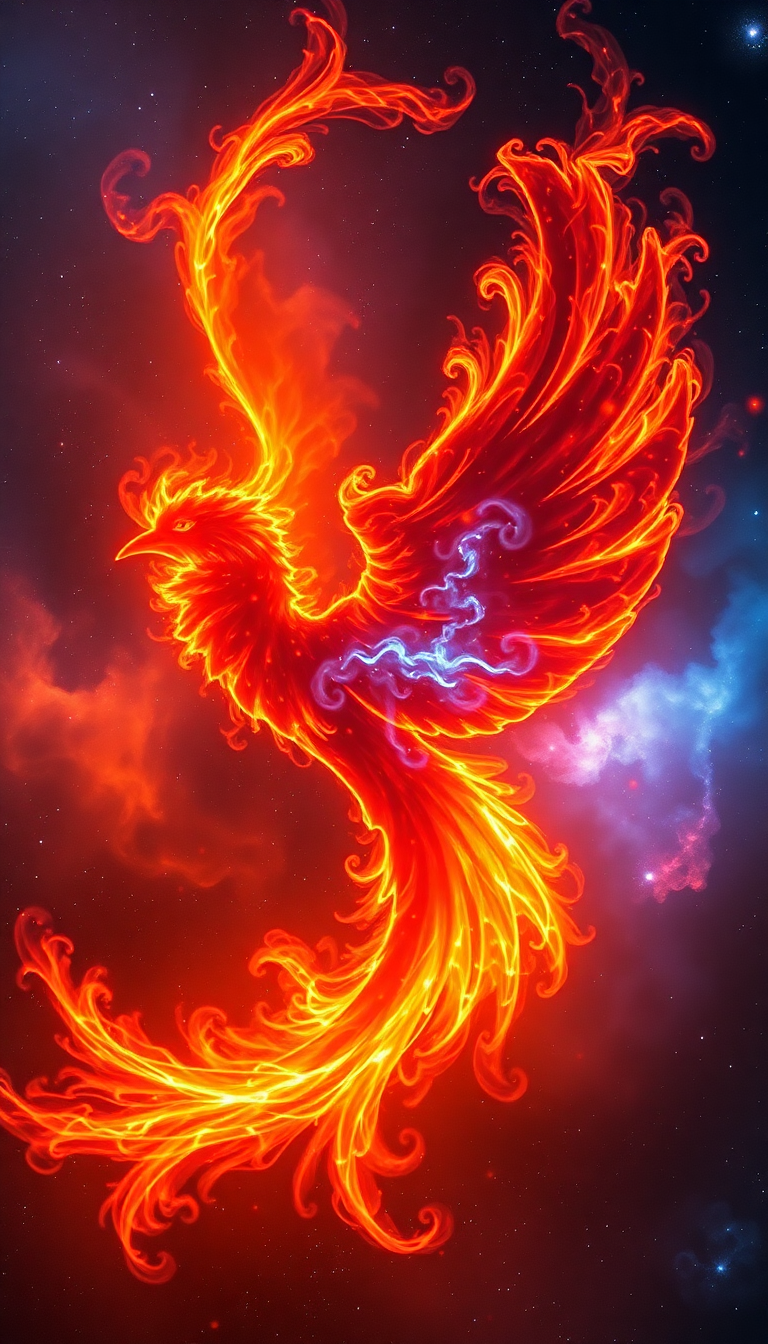 Nebula Shaped Like Phoenix Bird Digital art Wallpaper