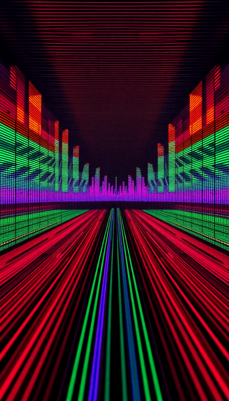 Monochrome Sound Waves Visualized Colorful Frequency Wallpaper