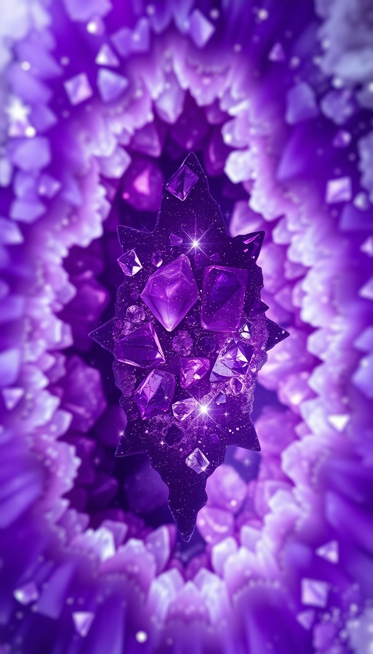 Geode Crystal Interior Purple Amethyst Photorealistic Wallpaper