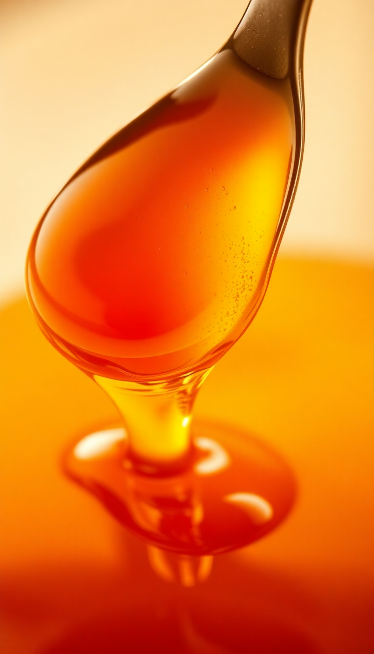 Honey Dripping From Spoon Golden Photorealistic Wallpaper