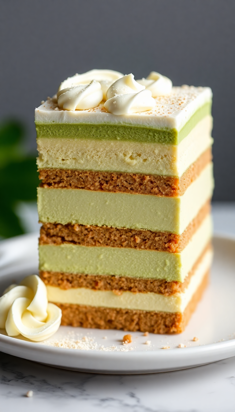 Matcha Tiramisu Layers Green Tea Photorealistic Wallpaper
