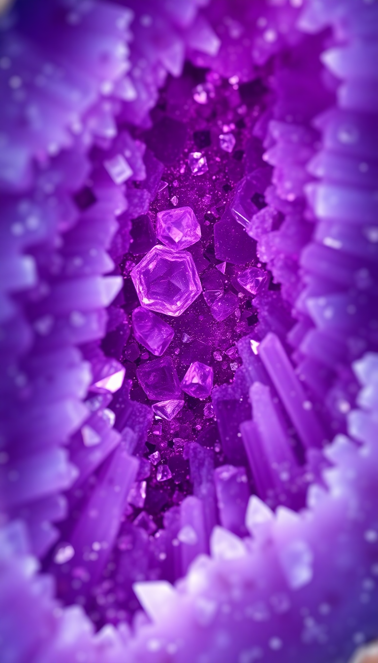 Geode Crystal Interior Purple Amethyst Photorealistic Wallpaper