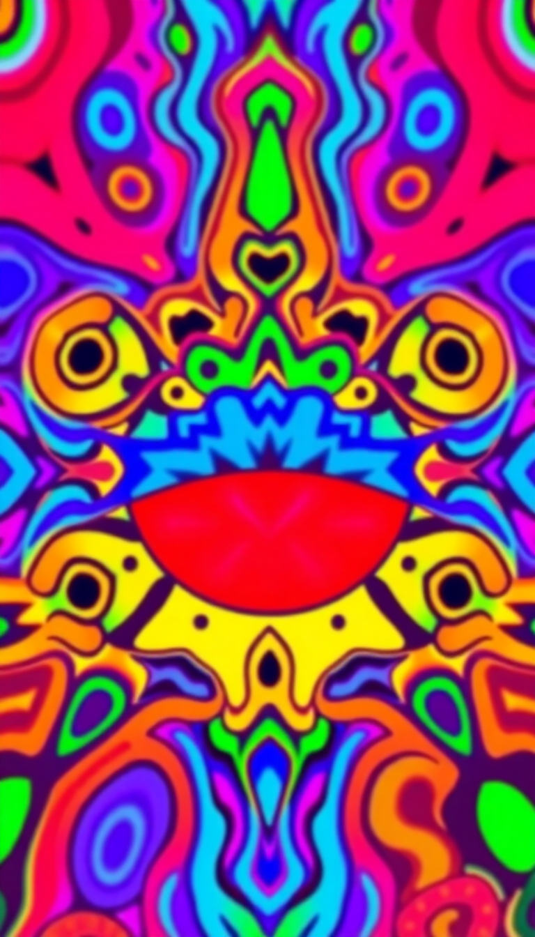 Psychedelic 60s Pattern Colorful Groovy Digital art Version Wallpaper