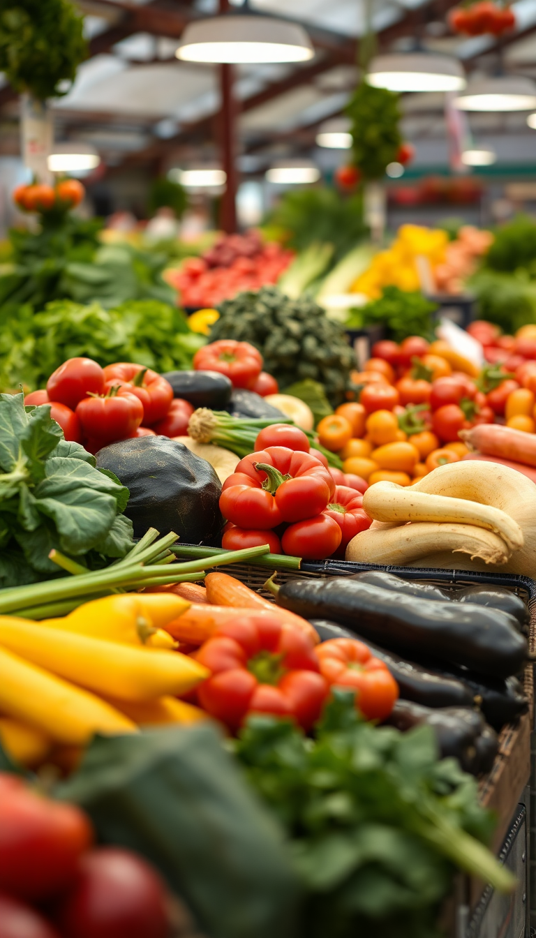 Coastal Vegetables Colorful Produce Market Photorealistic Wallpaper