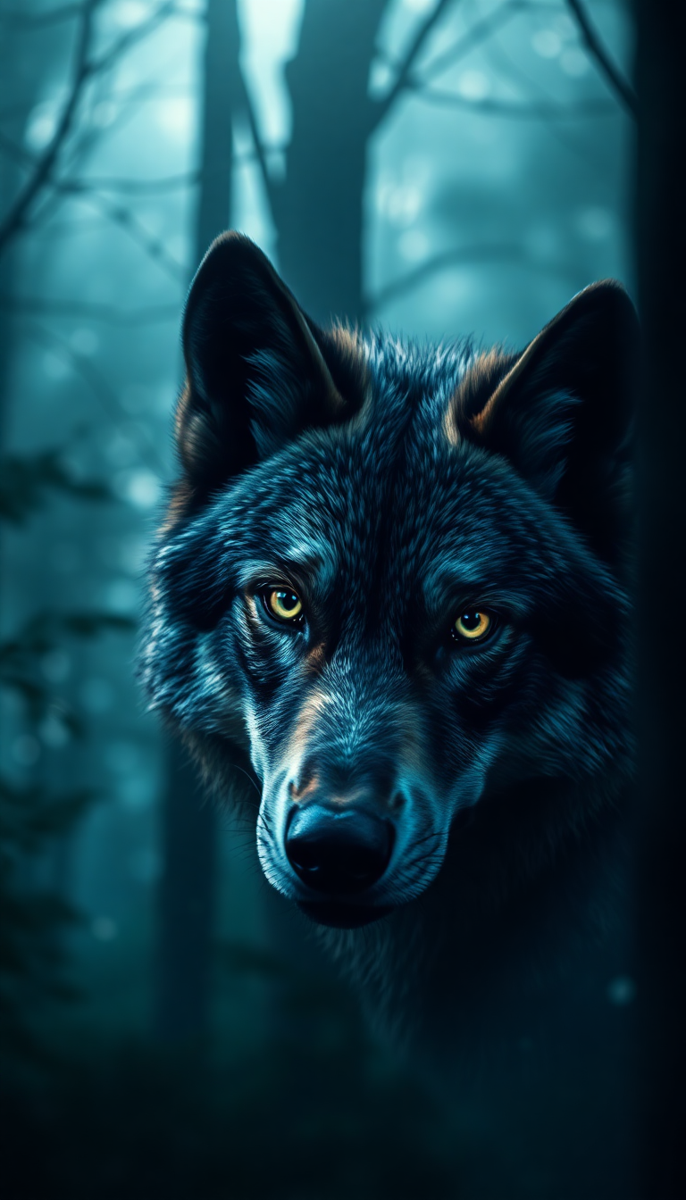 Wolf Eyes Glowing In Dark Digital art Wallpaper
