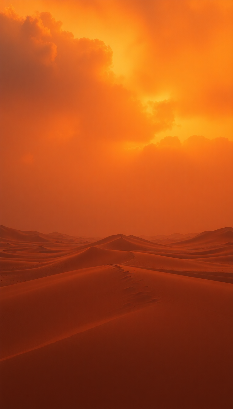 Sandstorm Approaching Desert Dramatic Orange Photorealistic Wallpaper