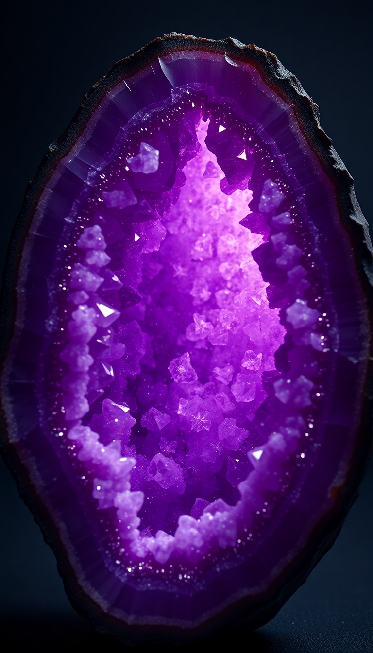 Geode Crystal Interior Purple Amethyst Photorealistic Wallpaper