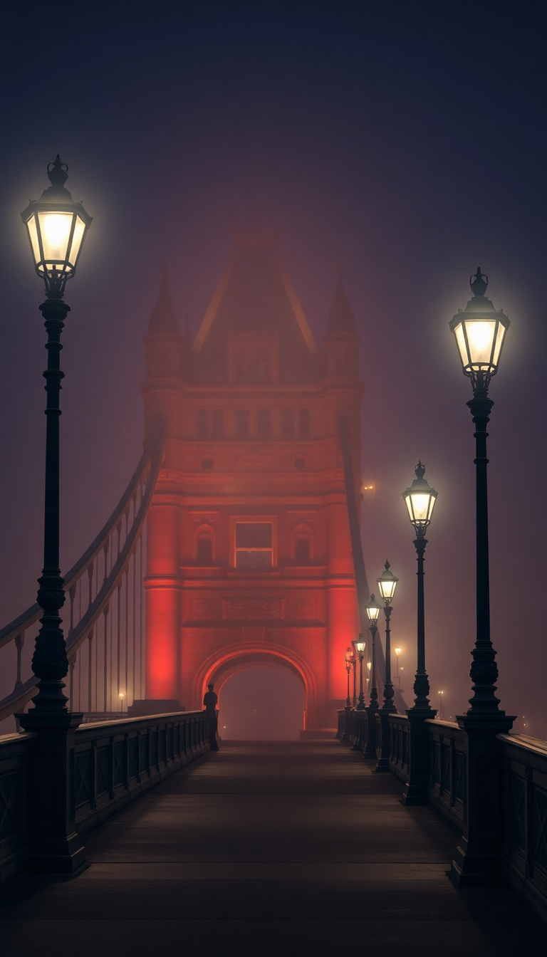 Dark Forest Foggy London Bridge Wallpaper