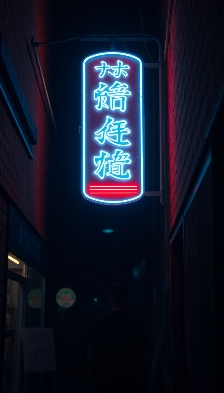 Neon Sign Flickering Dark Alley Aesthetic Wallpaper