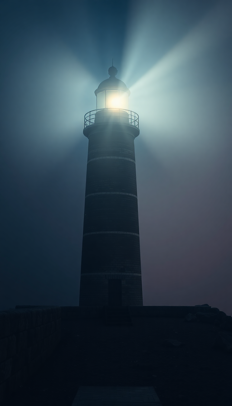 Old Lighthouse Beam Cutting Through Photorealistic Wallpaper