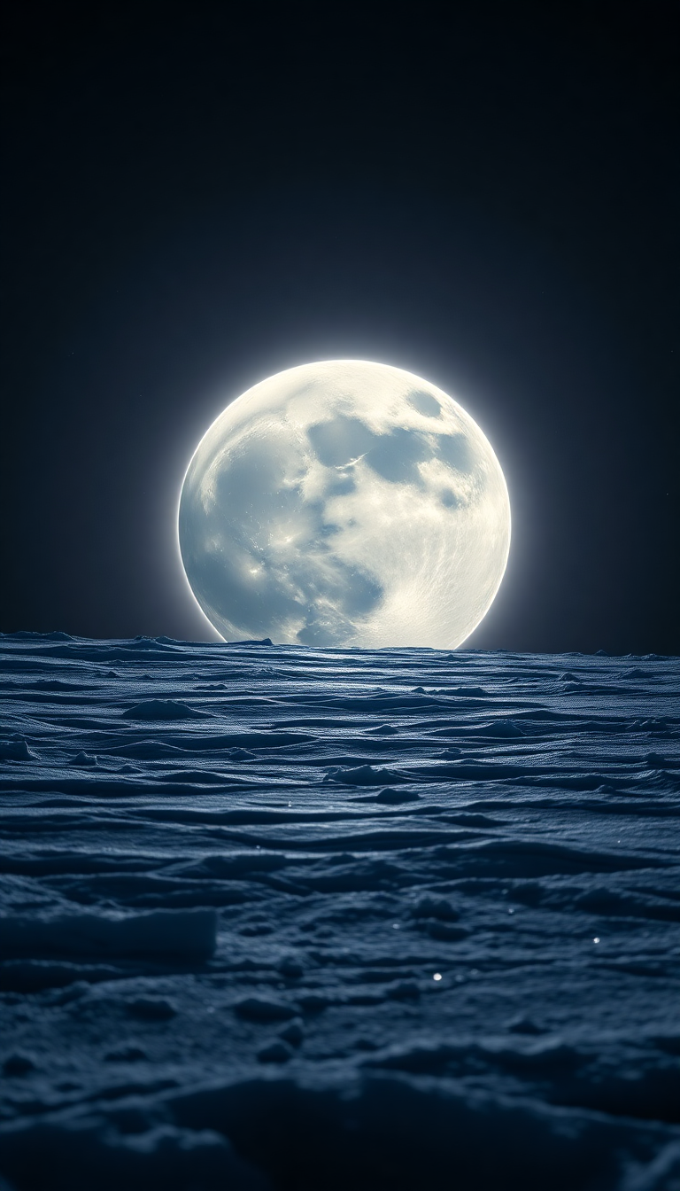 Frozen Moon Surface With Jupiter Photorealistic Wallpaper