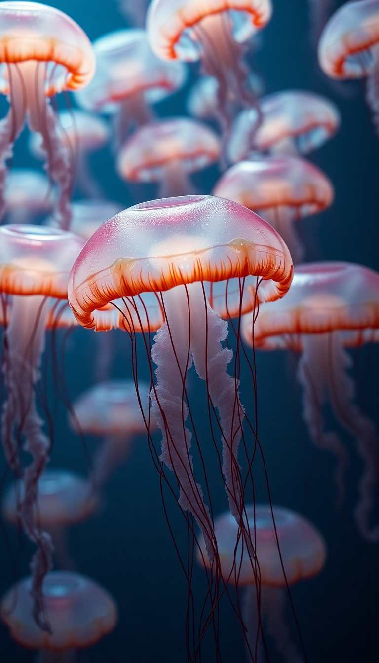 School Of Jellyfish Pulsing Glowing Photorealistic Wallpaper