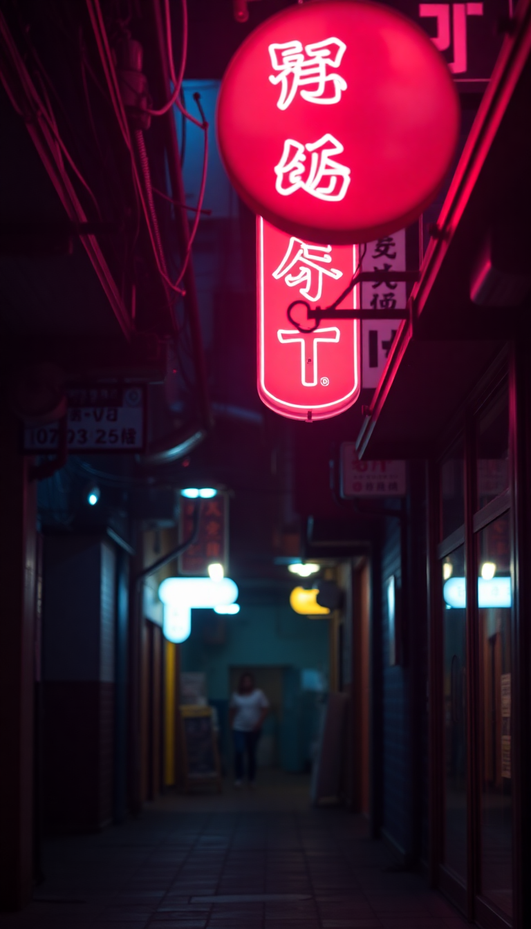 Neon Sign Flickering Dark Alley Aesthetic Wallpaper
