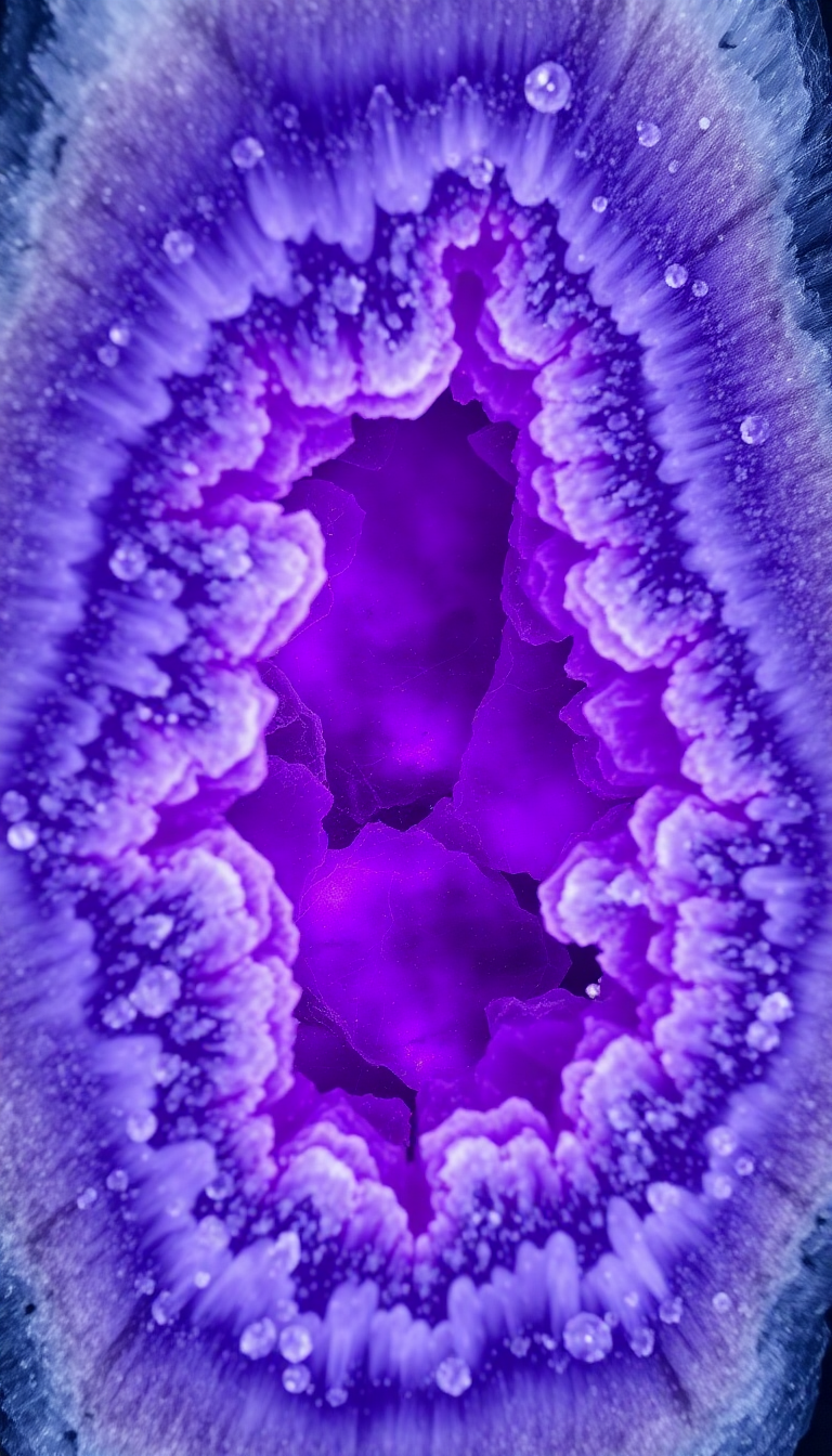Geode Crystal Interior Purple Amethyst Photorealistic Wallpaper