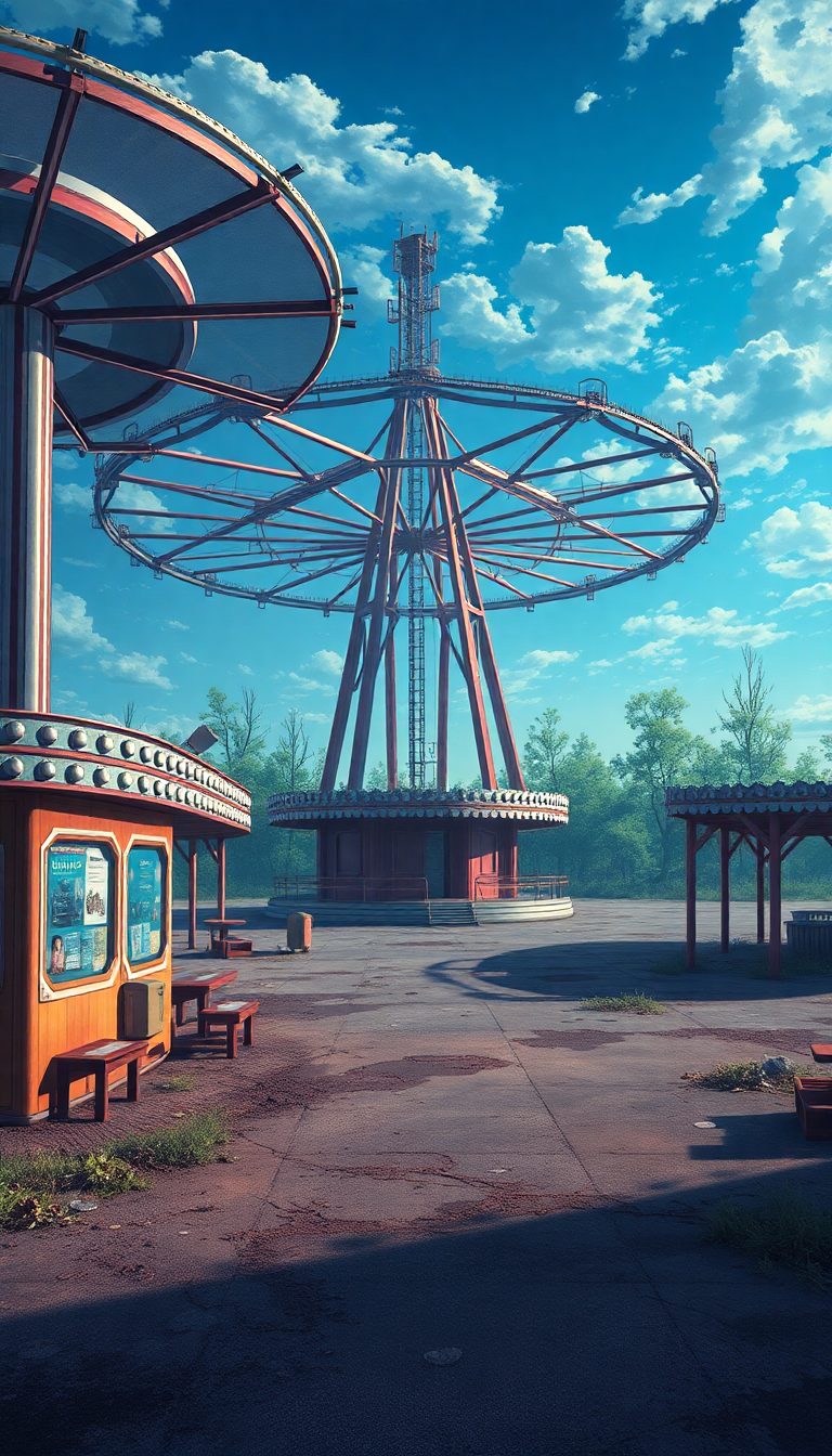 Abandoned Amusement Park Anime Eerie Anime Wallpaper
