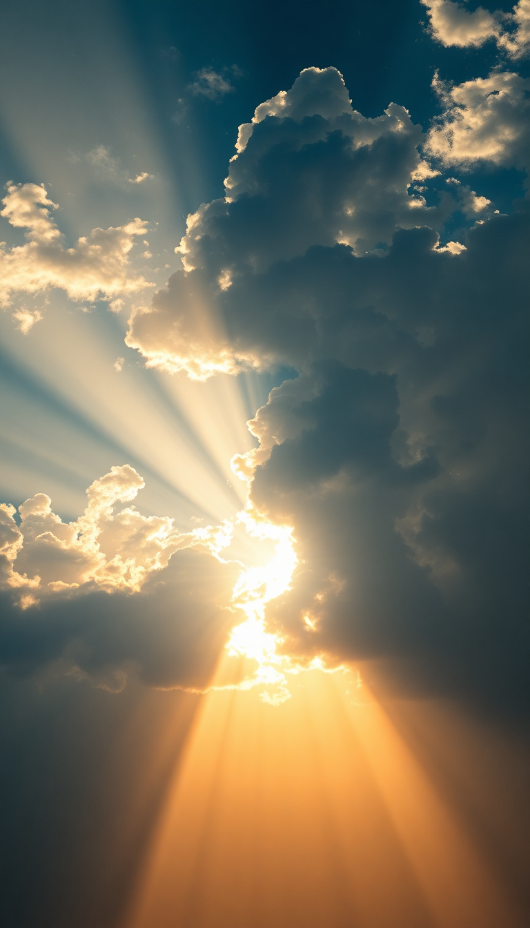 Sun Rays Through Storm Clouds Photorealistic Wallpaper