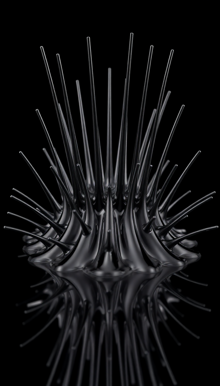 Ferrofluid Spikes Magnetic Sculpture Black Digital art Wallpaper