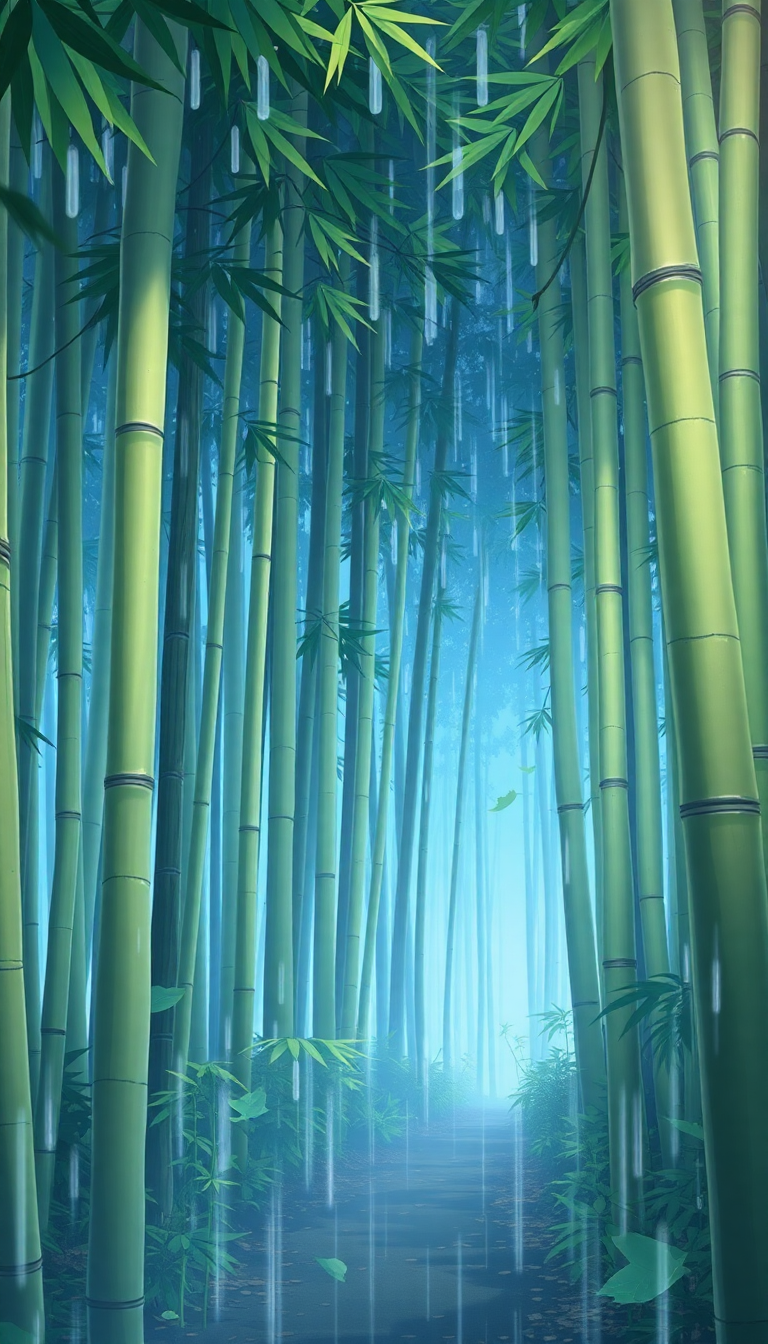 Bamboo Forest Rain Anime Peaceful Anime Wallpaper