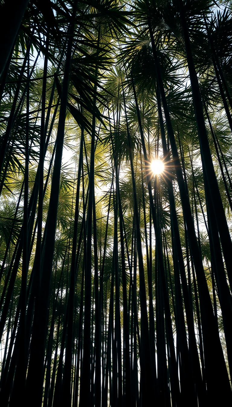 Bamboo Grove Swaying In Wind Minimalist Wallpaper