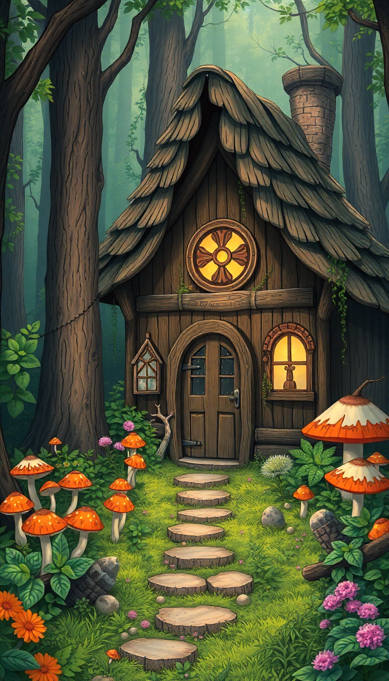 Anime Radiant Cottage In Forest Wallpaper