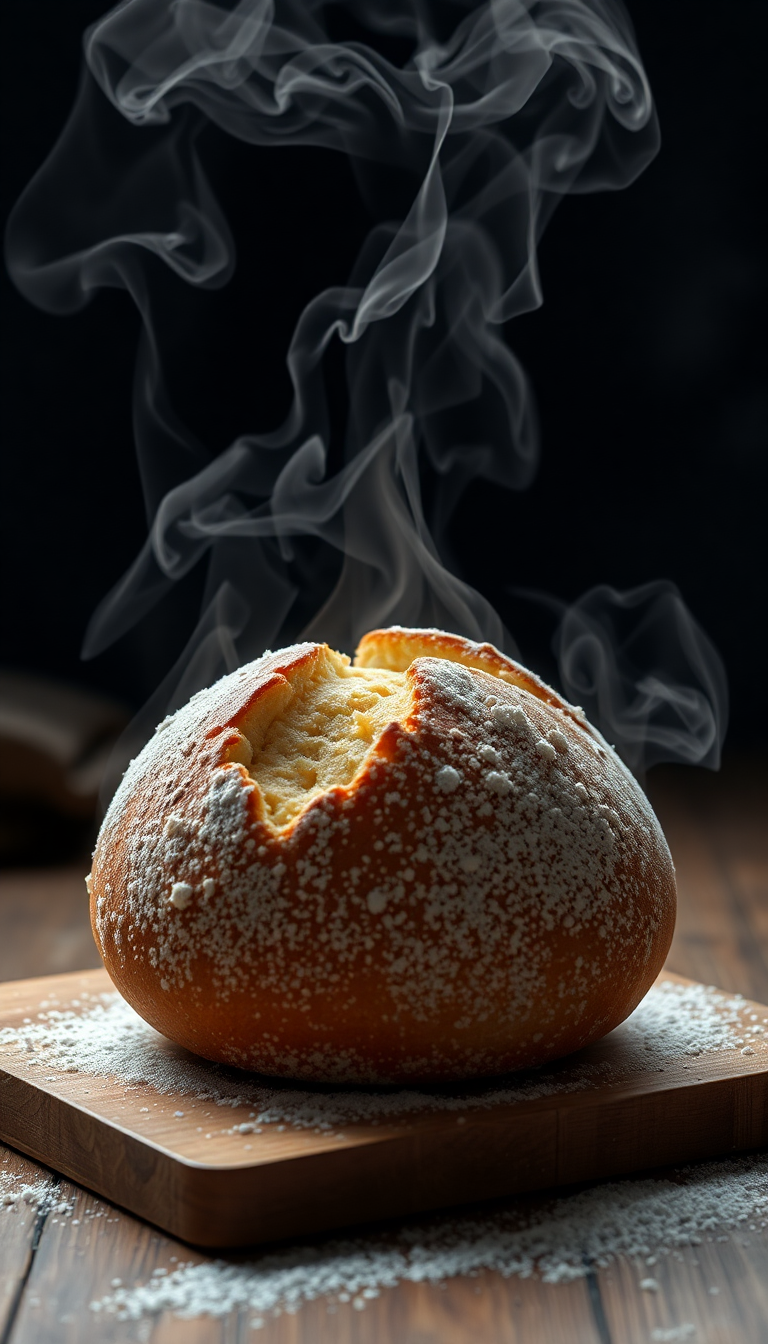 Bread Fresh Baked Steam Rising Photorealistic Wallpaper