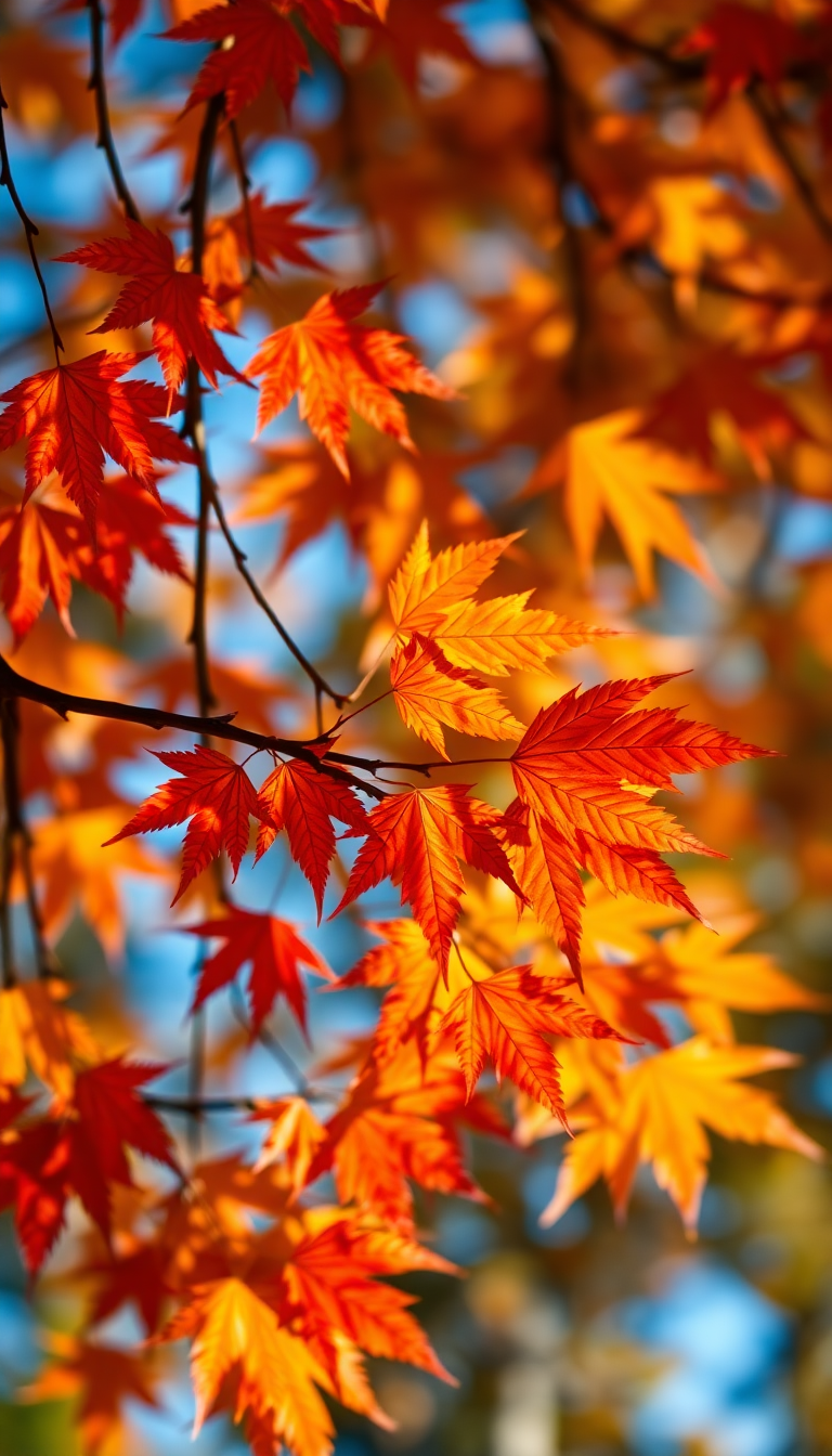 Autumn Leaves Falling Maple Red Photorealistic Wallpaper