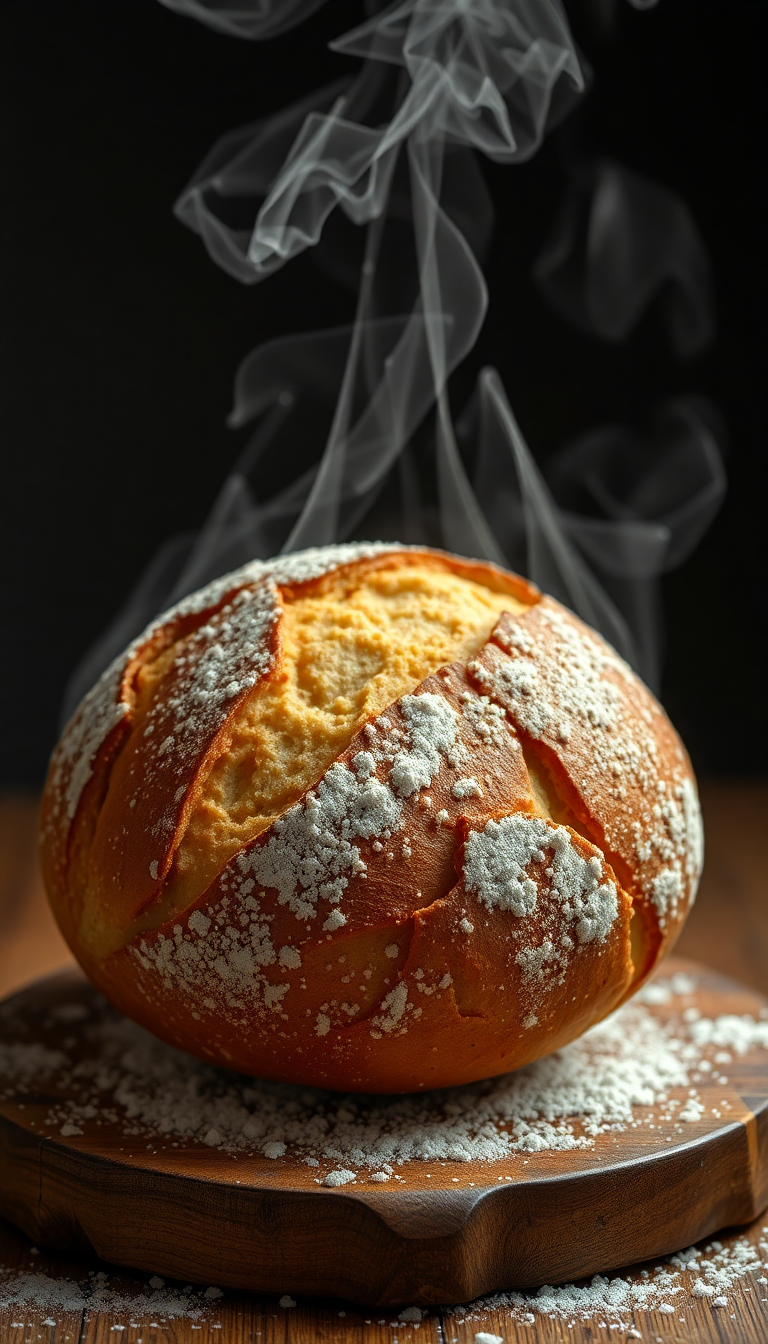 Bread Fresh Baked Steam Rising Photorealistic Wallpaper