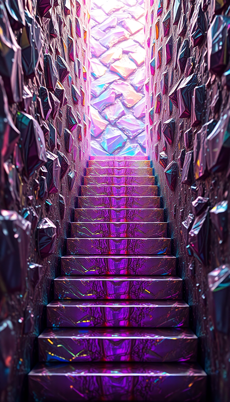 Bismuth Crystal Formation Rainbow Metallic Photorealistic Wallpaper