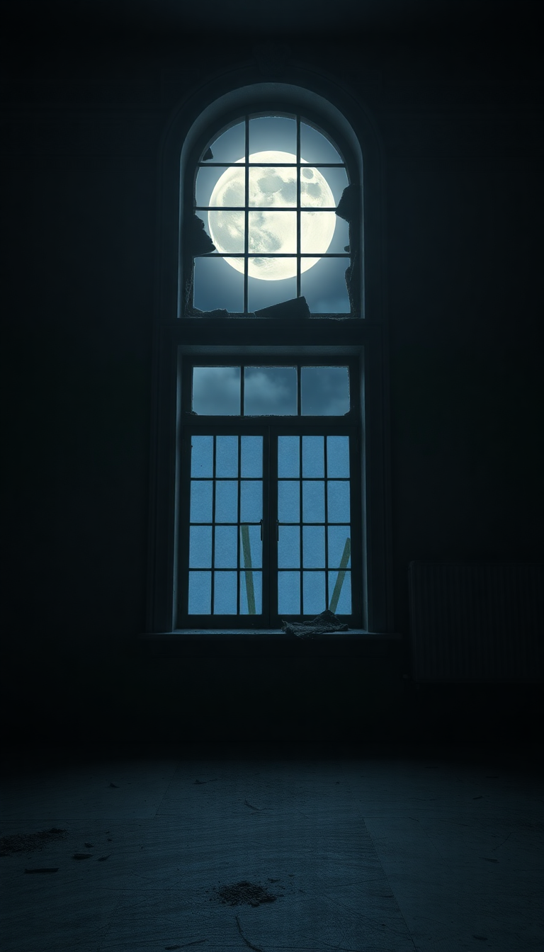 Abandoned Mansion Moonlight Through Broken Photorealistic Wallpaper