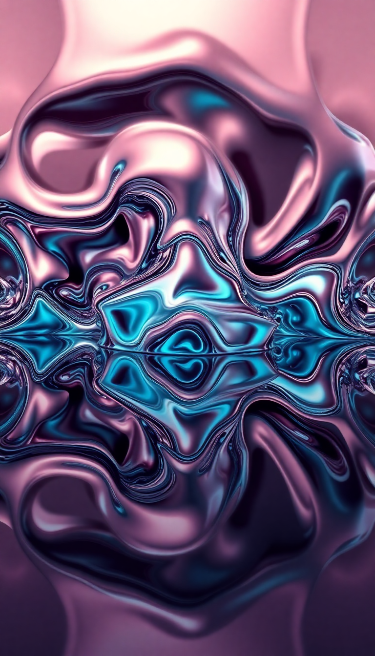 Liquid Chrome Morphing Shapes Reflective Digital art Wallpaper