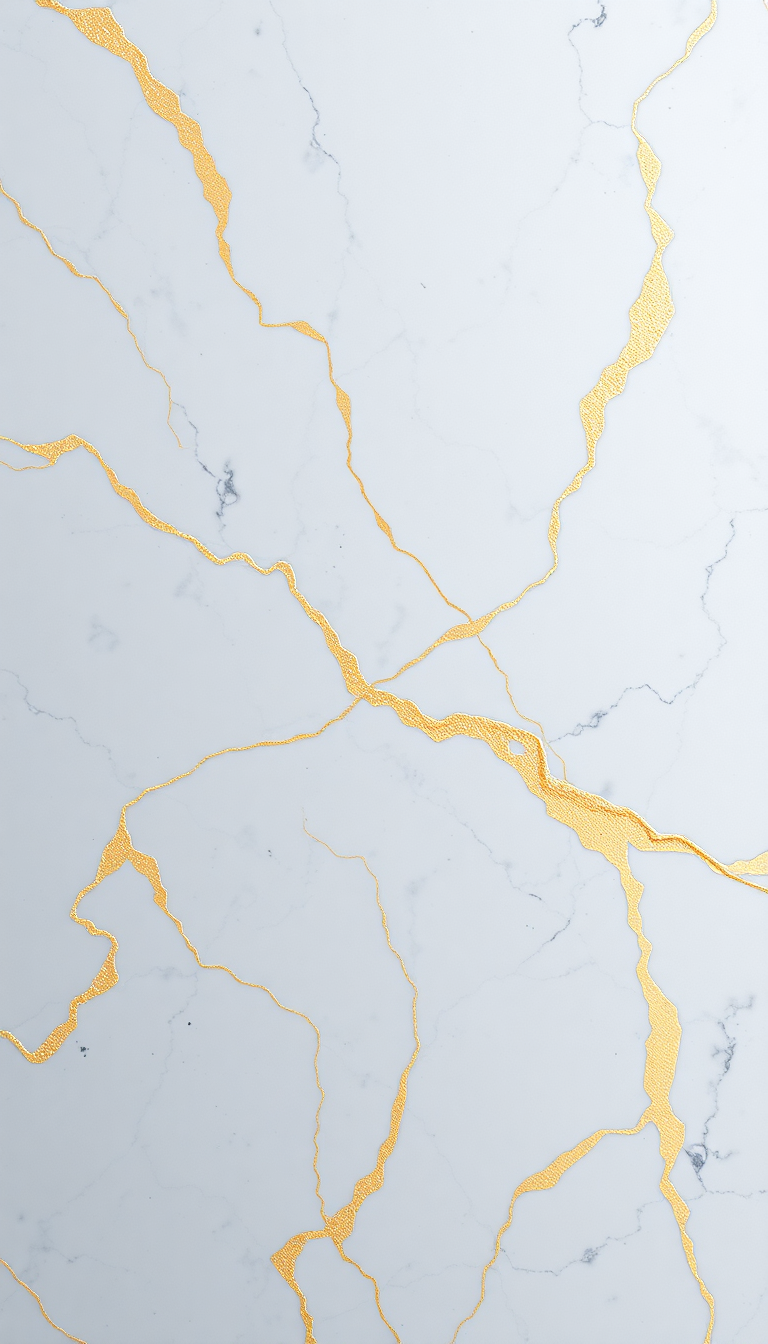 Marble Texture White Gold Veins Photorealistic Wallpaper
