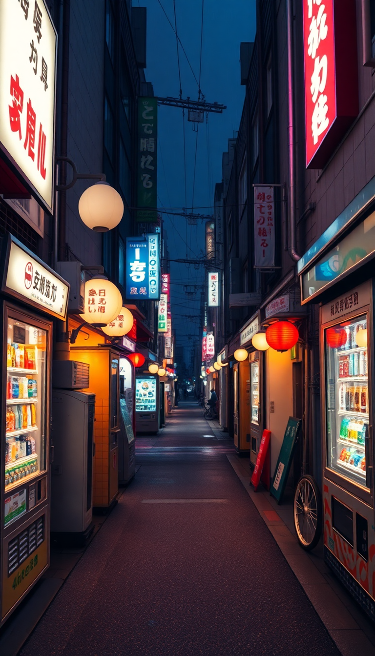 Tokyo Alley At Night Vending Photorealistic Wallpaper