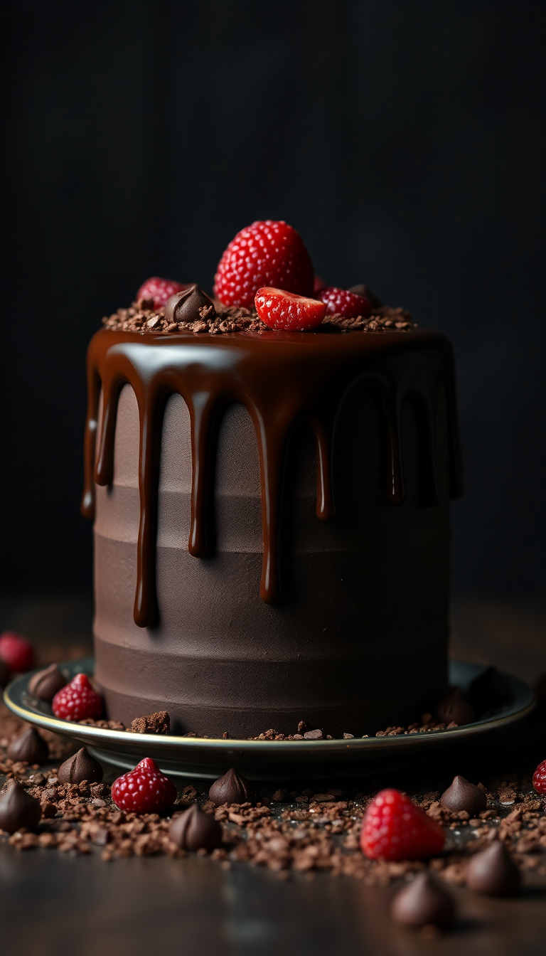 Chocolate Drip Cake Decadent Dessert Photorealistic Wallpaper