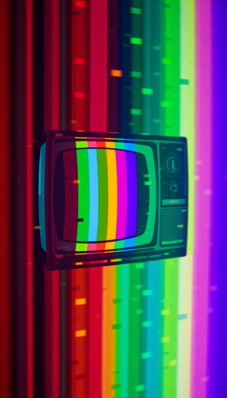 Vintage Television Static Colorful Noise Digital art Deluxe Wallpaper