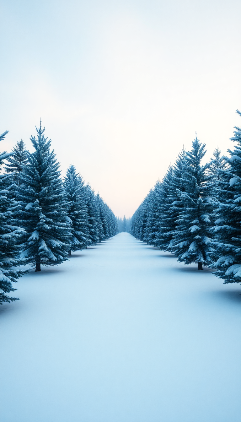 Winter First Snow Pine Trees Photorealistic Wallpaper